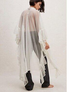 NWT Free People Swiss Dot Ruffle Kaftan Jacket